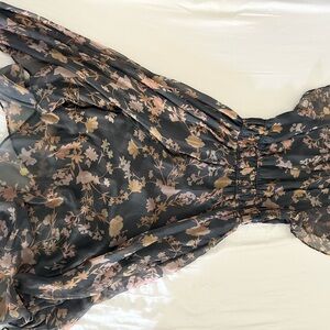 Brown Tan Ruched Off the Shoulder Maxi Dress